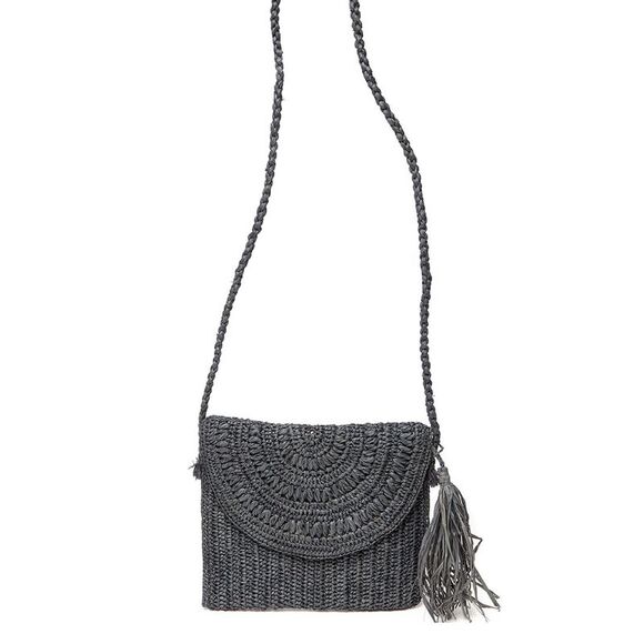 Mar Y Sol Naomi Raffia Shoulder Bag, Grey - Picture 1 of 1